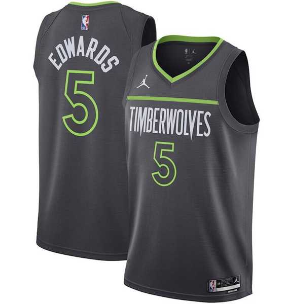 Men%27s Minnesota Timberwolves #5 Anthony Edwards Black Statement Edition Stitched Jersey Dzhi